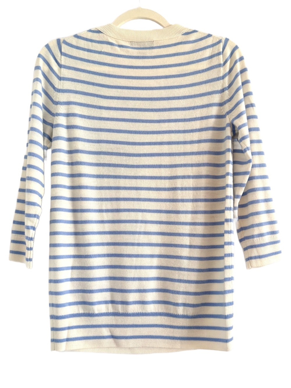 J.Crew Merino Tippi Sweater in Stripe Monarch Citrus Sky Ivory Sz Small - Picture 6 of 7